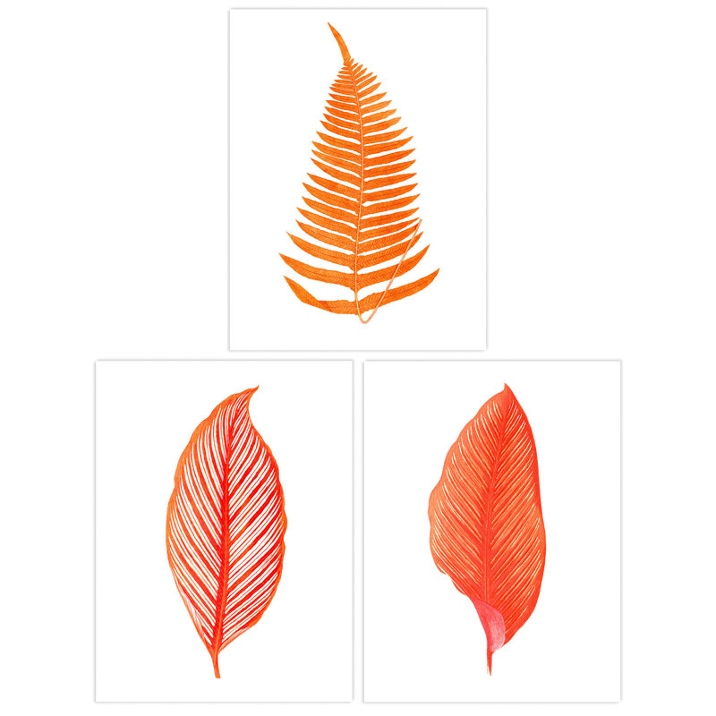 Elegant Fern Frond Plant Tree - 3 Piece No Frame Print Set, 29.7cm H x 21cm W x 0.4cm D