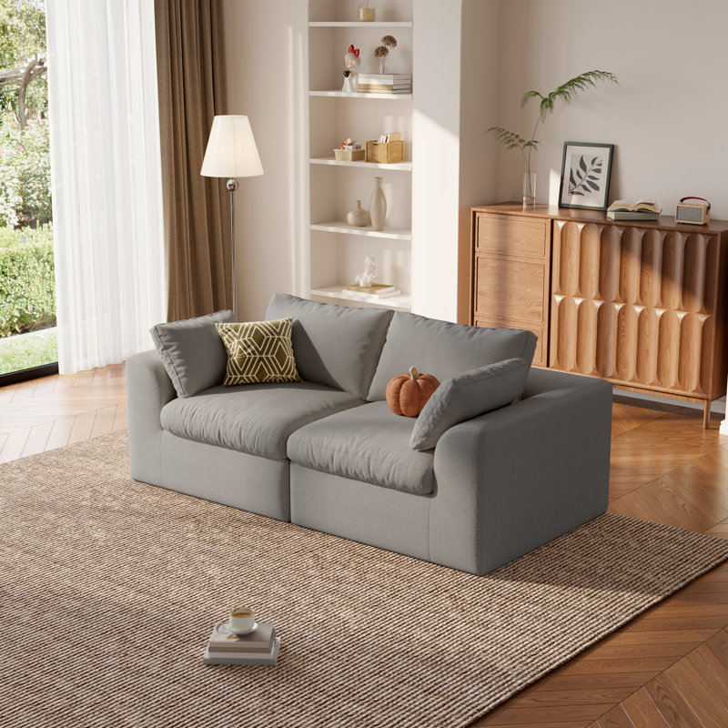 Canapé deux places modulaire Cloud Loveseat de 200 cm (78,7 po), en tissu mousse bicolore doux, sans assemblage requis, pour le salon (gris)