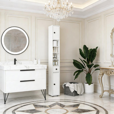Armoire de coin mince, petite armoire de rangement pour salle de bain, armoire à papier hygiénique