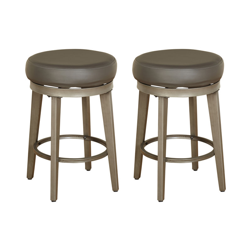 Tabouret de bar pivotant 30,5 po Gadberry, Gris, Étain brossé, 24.5"