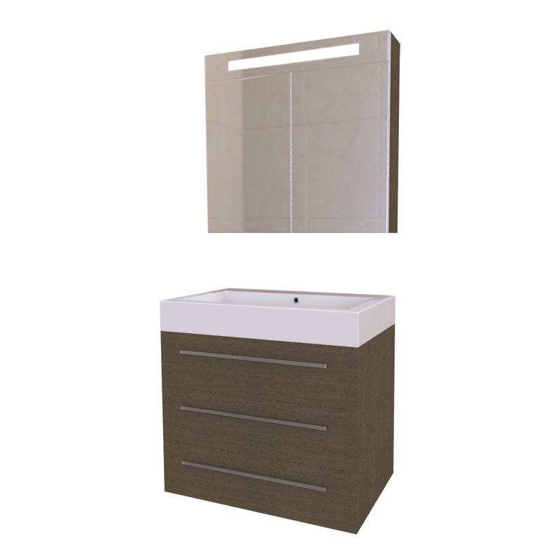 Ensemble de meuble-lavabo mural simple 29 po Shameeza, Chêne Alamo