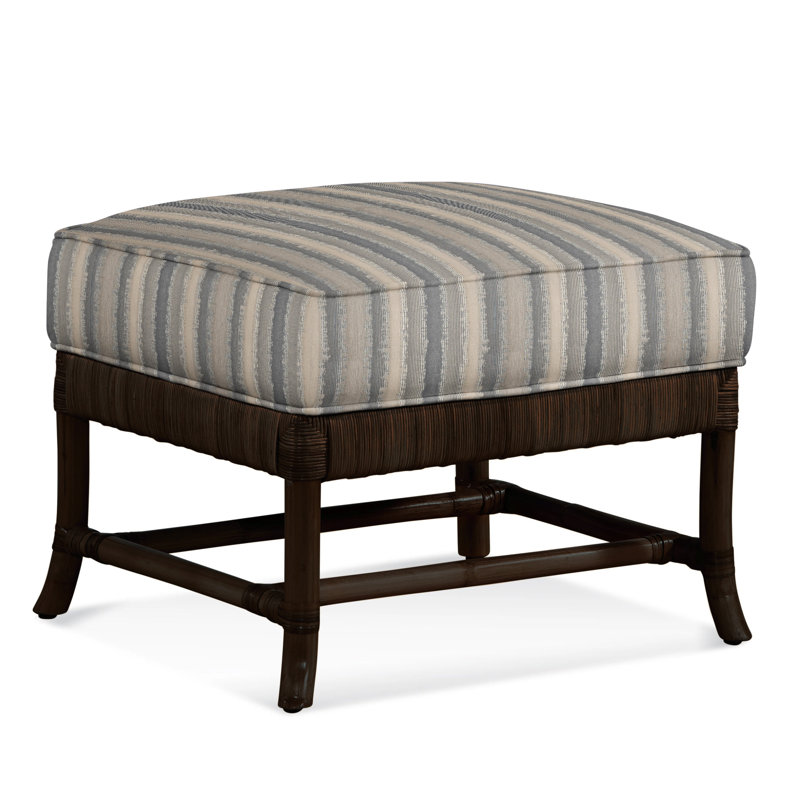 Lafayette Ottoman, Blue and Gray and Beige Stripe; 0229-66, Celery