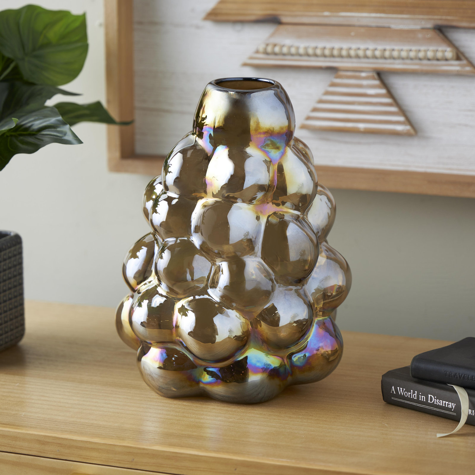 Haxby 12.1'' Handmade Glass Table Vase, Brown