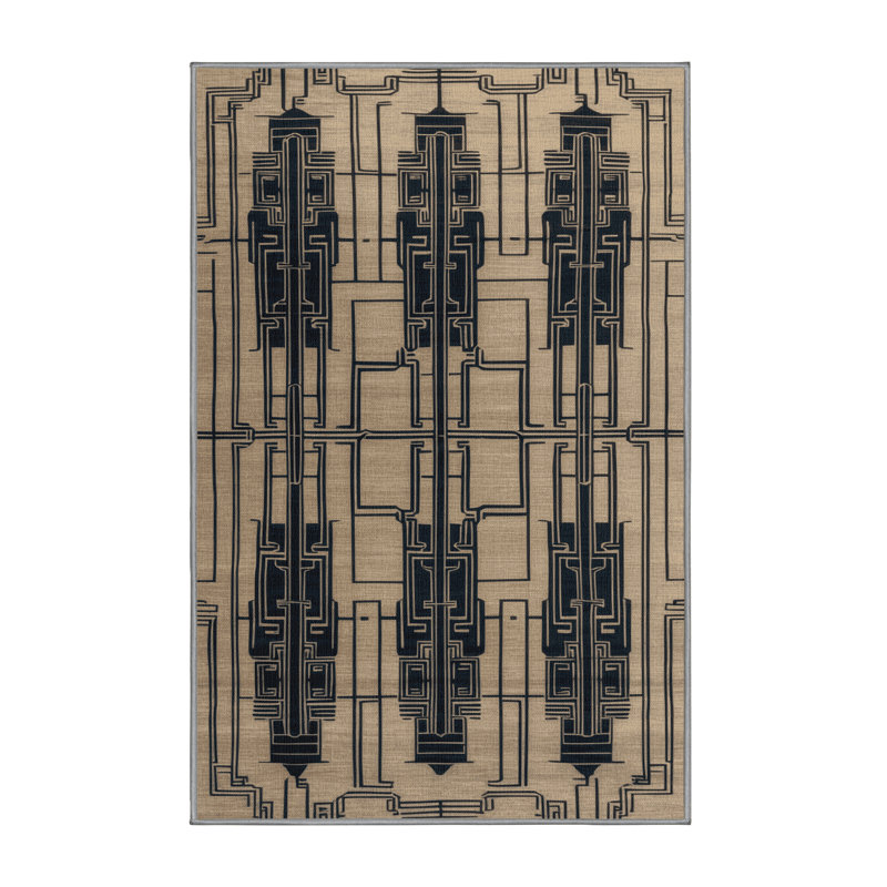 Tapis gris art déco lavable à la machine