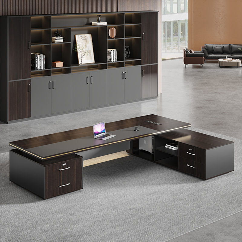 Bureau de direction en L 118,11 "bicolore Premium, H 29,53 po x l 118,11 po x P 62,99 po