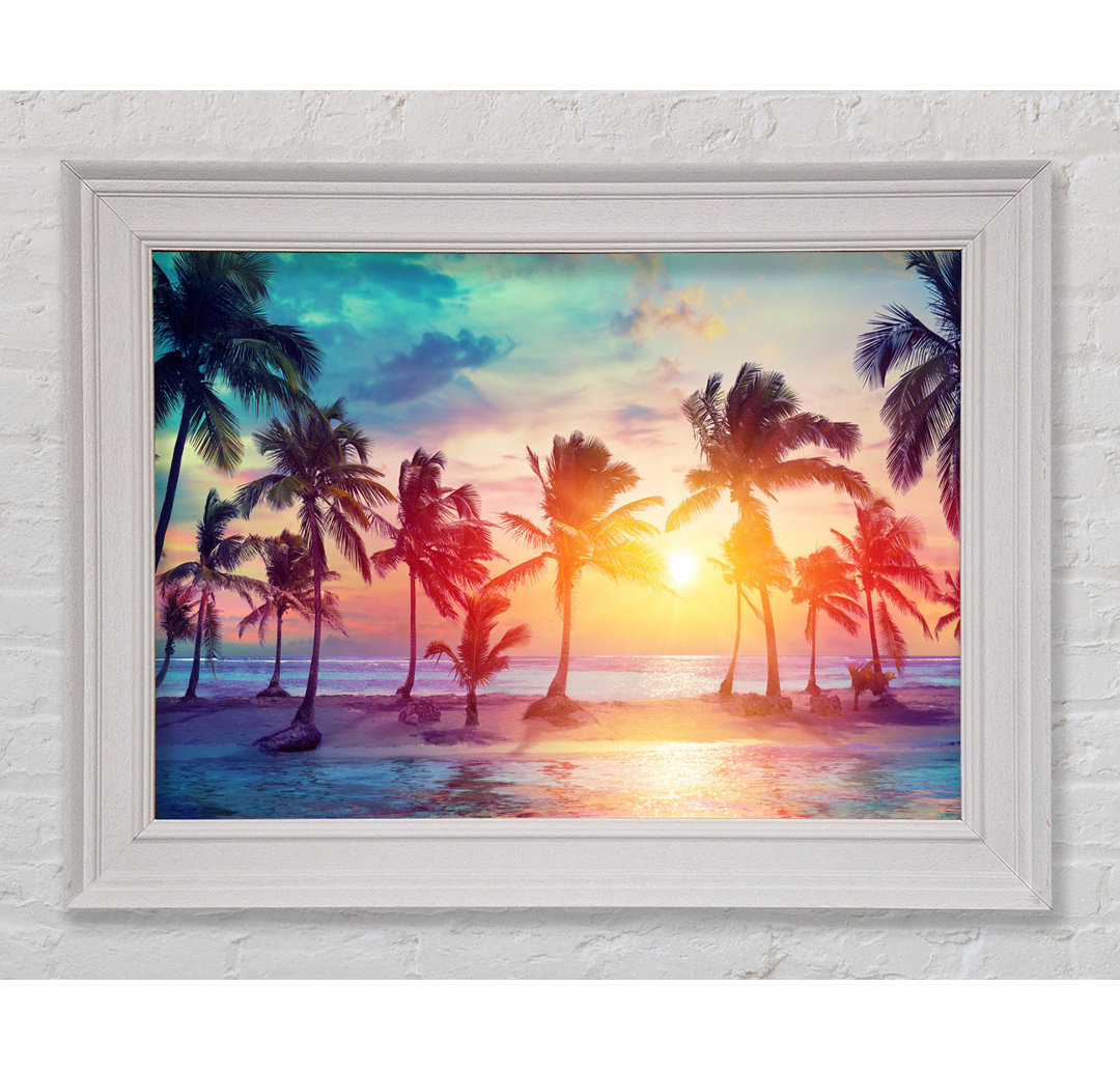 Gerahmtes Leinwandbild Hawaii Sunset Sea