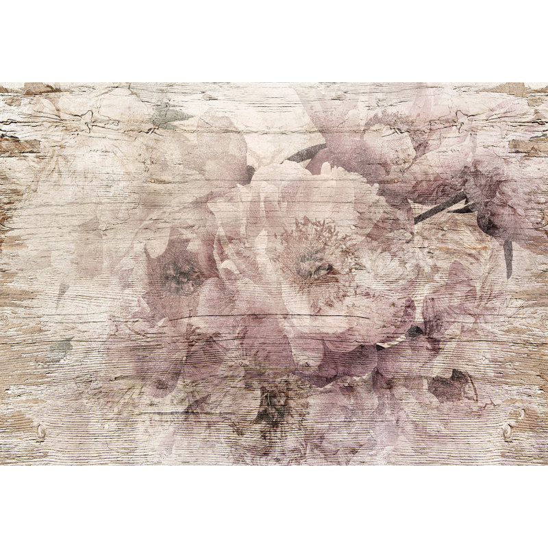 Murale florale pelez et collez - Fleurs sur planches, L 27 po x l 38 po
