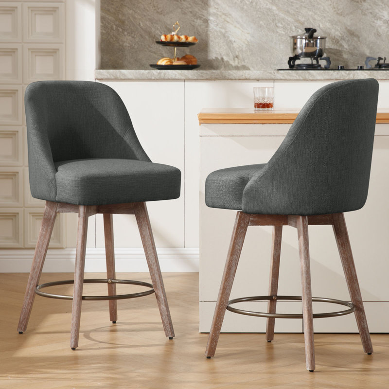 Mangu Upholstered Swivel Stool , Gray