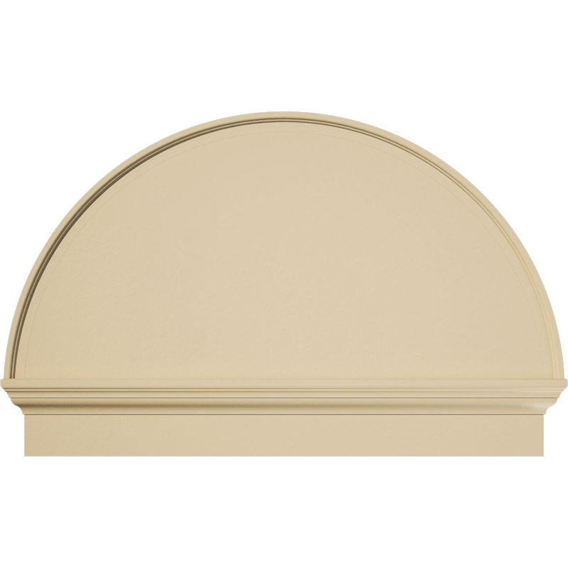 Demi-rond signature fronton en uréthane, brun clair apprêté, 40 po x 26,75 po x 2,75 po, Combinaison, Lisse
