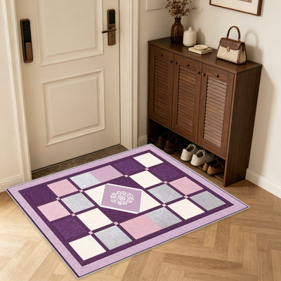 Tapis lilas argentés pour le salon, doux et confortable, adapté à toutes les saisons, facile à entretenir, tapis de sol intérieur lavable à la machine, sous la table de ferme convenant à la chambre à coucher, à la salle à manger, au bureau, au patio, au balcon, à la maison