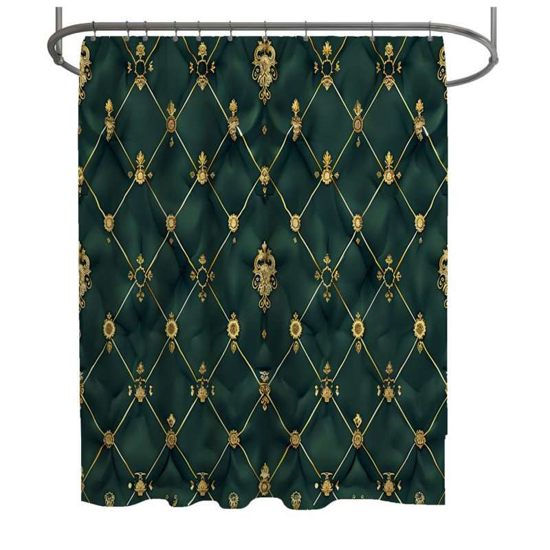 Baroque Elegance Bathroom Geometric Shower Curtain, 70" W x 83" L