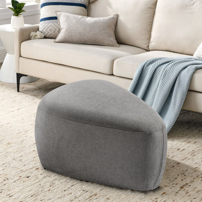 Adna 67.8Cm Wide Triangle Footstool Ottoman, Grey