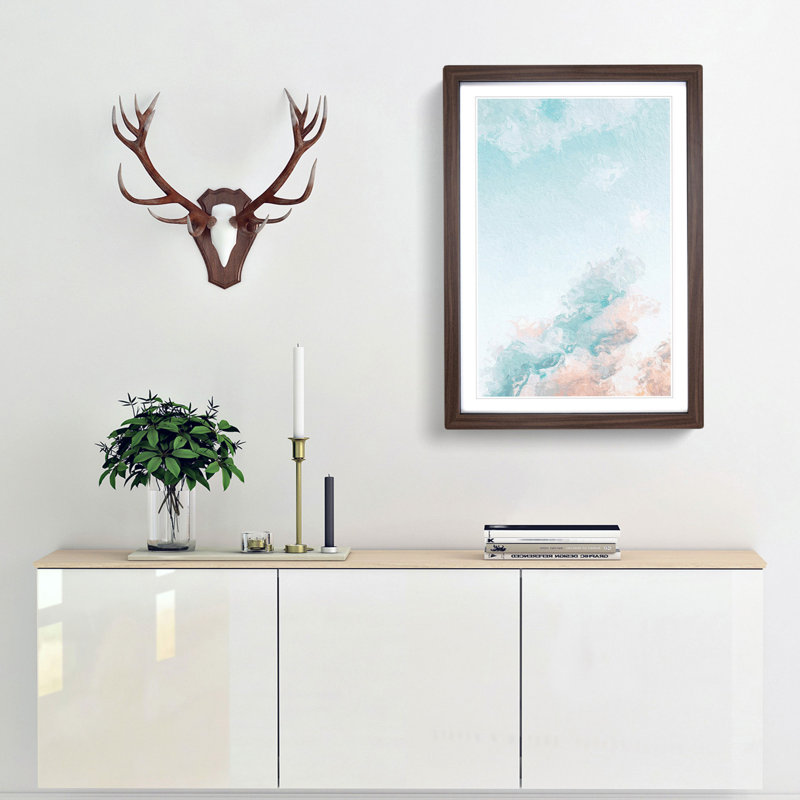 Peach Kissed Clouds in Abstract - Framed Print, 36cm H x 27cm W x 2cm D, Walnut Framed