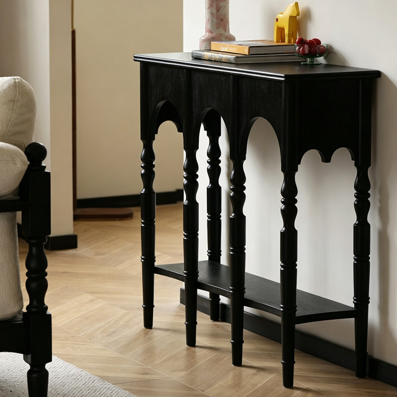 Console rétro de style français noir, H 35,4 po x l 47,2 po x P 12,6 po