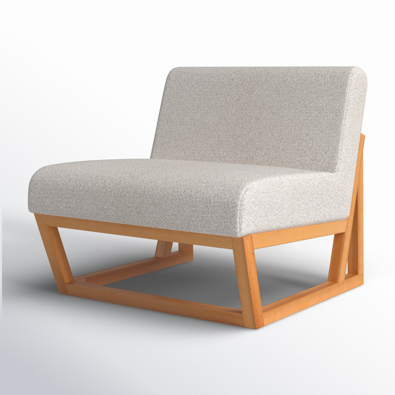Upholstered Slipper Chair, Natural, Cream Boucle