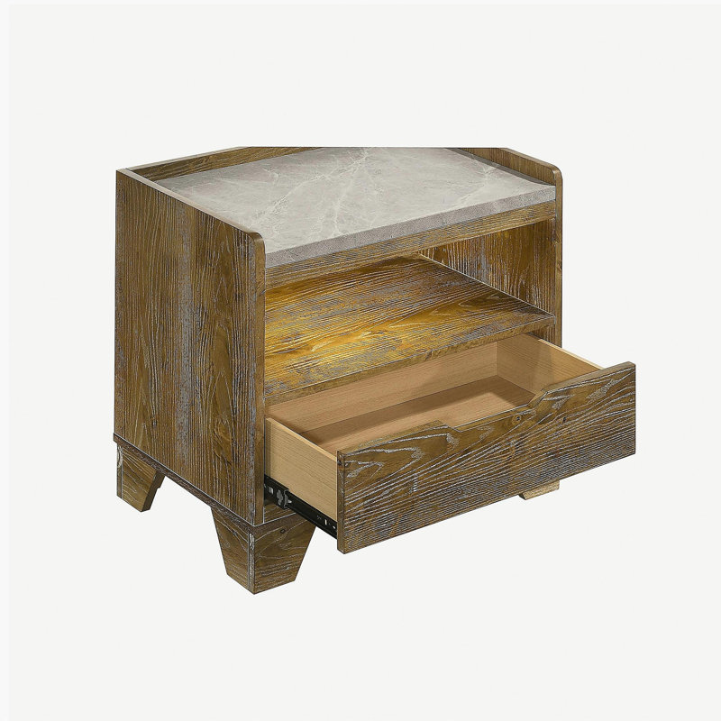 Table de chevet 1 tiroir avec DEL intégrée, chêne moyen