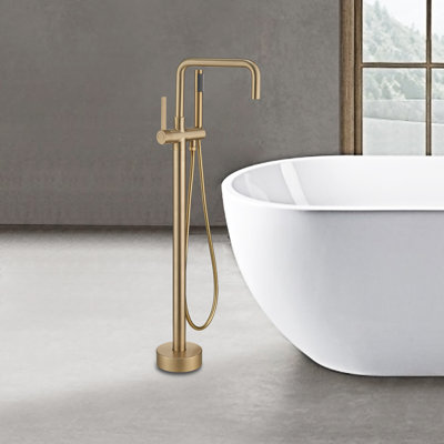Single Handle Floor Mounted Freestanding Tub Fillter with Handshower -  Inhouse, HZLB02R1B1B0G1