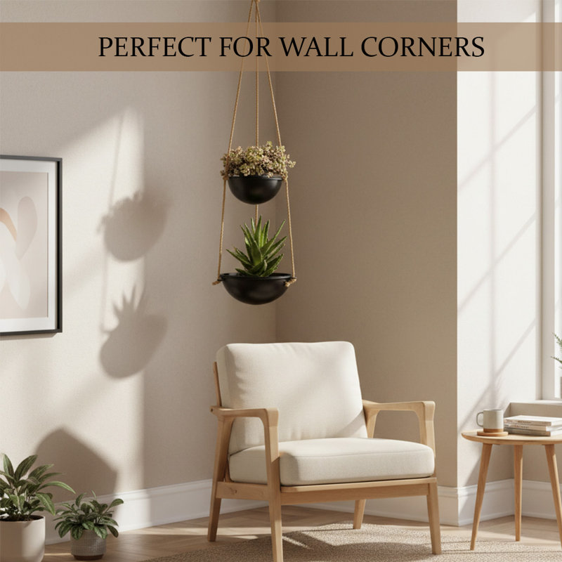 Ray 2-Tier Hanging Planter with Metal Stand for Indoor Outdoor Plants – Perfect Christmas Decor & Gift