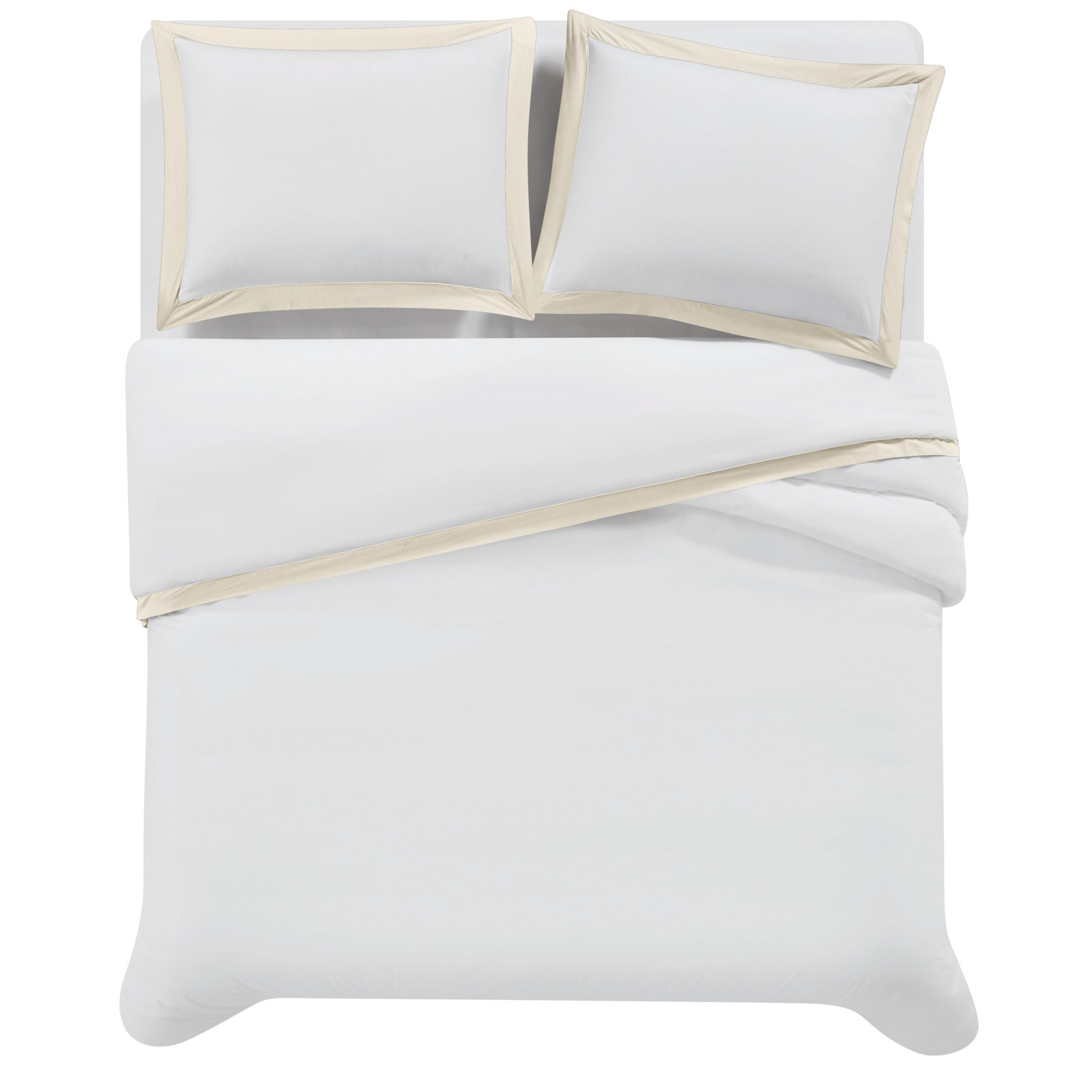 Cotton Duvet Cover Set, Queen, White/Chalk