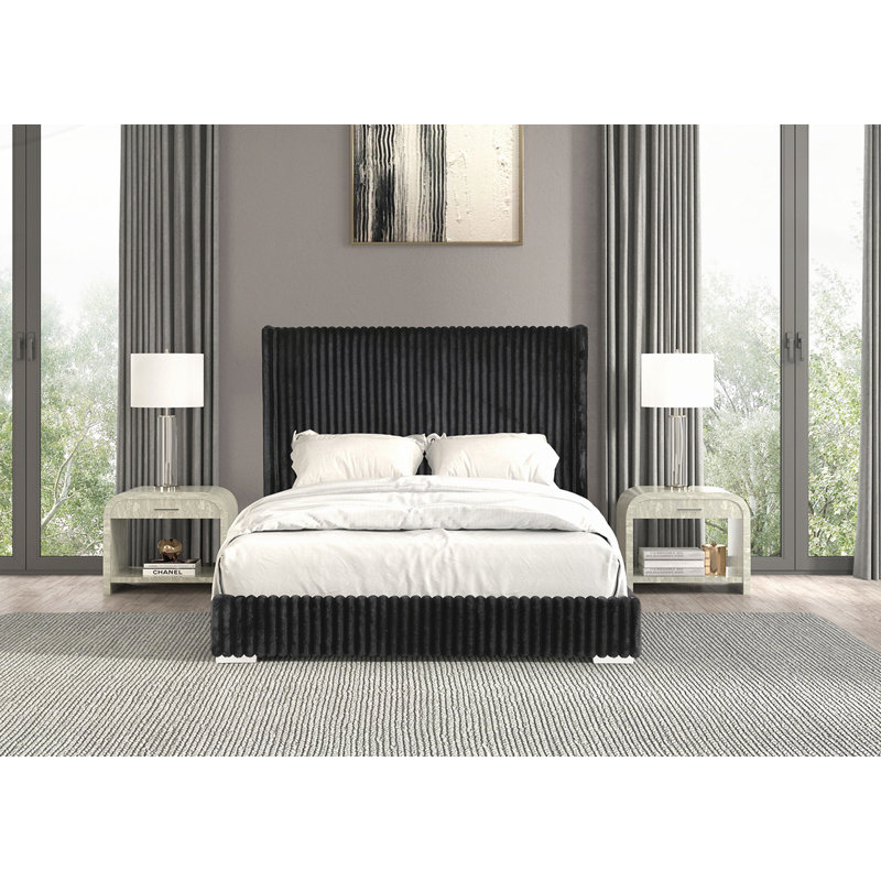 Grand lit en chenille de fourrure, Noir, Grand
