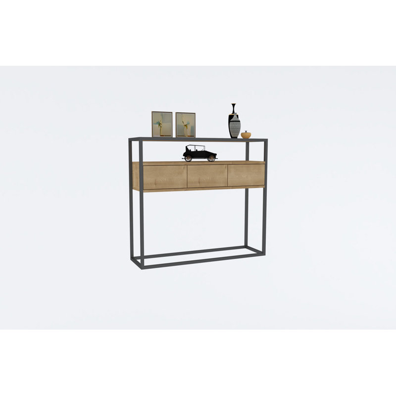 Modern Sapphire Console Table, 35.4 x 27.6 x 13.4 inches | 100% Melamine Coated Particle Board, Thickness: 0.7 inches | Push to Open Doors, Ideal for Industrial & Contemporary Spaces, Stylish & Functional Design