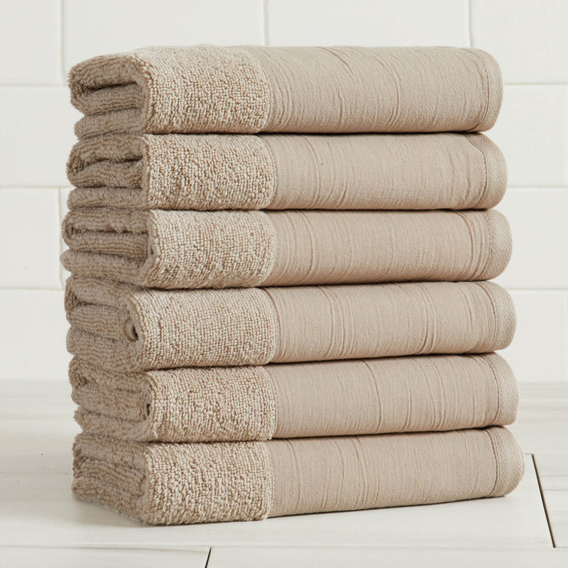 Ensemble de serviettes de bain 100% coton, Essuie-mains - paquet de 6, Pierre