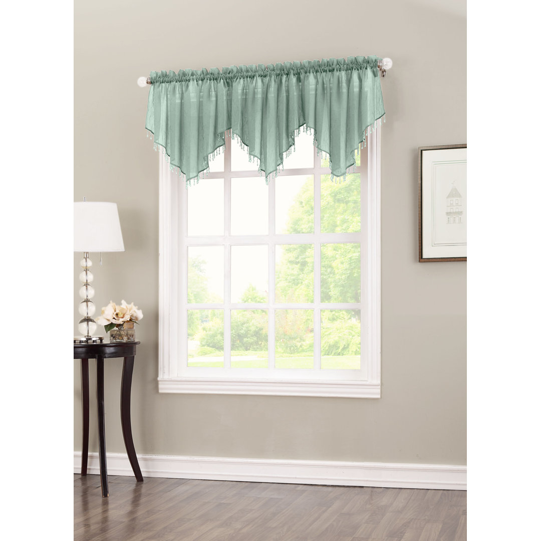 Mardis Beaded Tassels Crushed Sheer Voile Ascot Window Valance