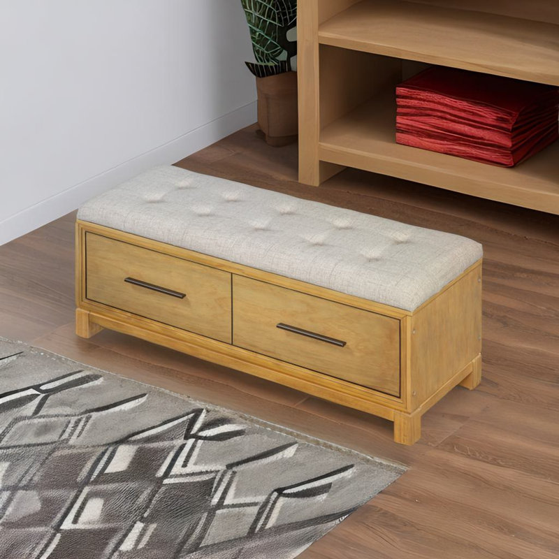 Banc à chaussures avec coussin amovible, Bois naturel