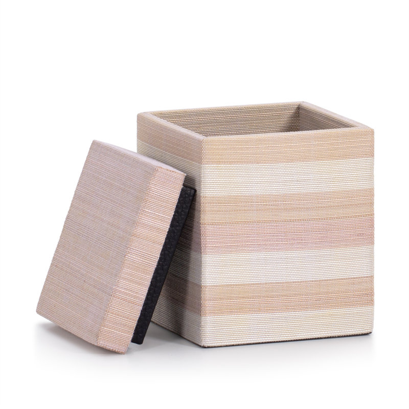 Striate Bathroom Storage Container, Beige/Tan