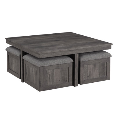 Rustic Coffee Table With Storage Stools