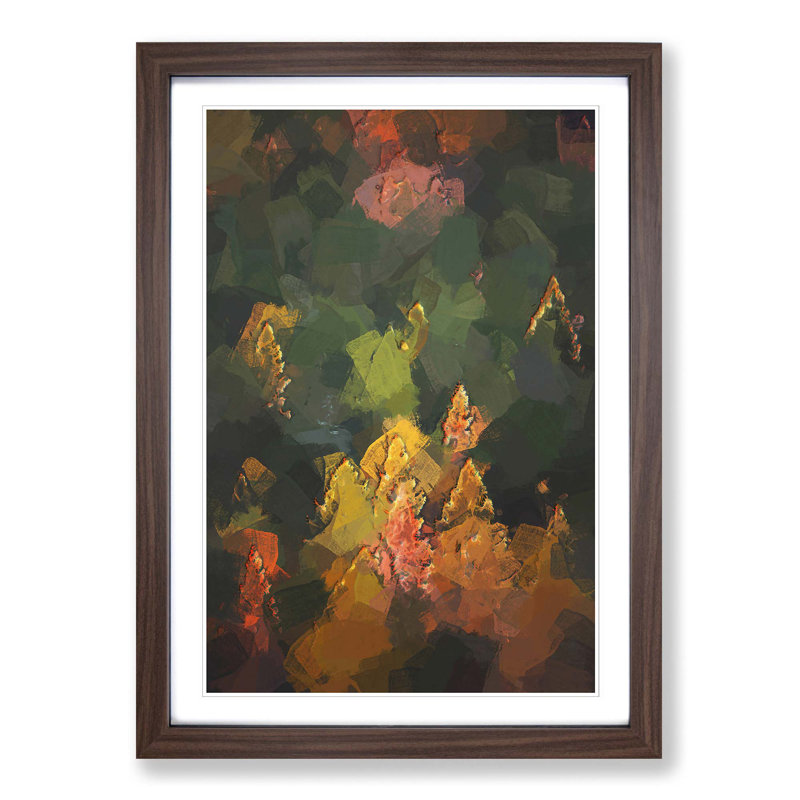 Pointed Trees in Abstract - Picture Frame Graphic Art Print, Walnut, 91cm H x 60cm W x 2cm D