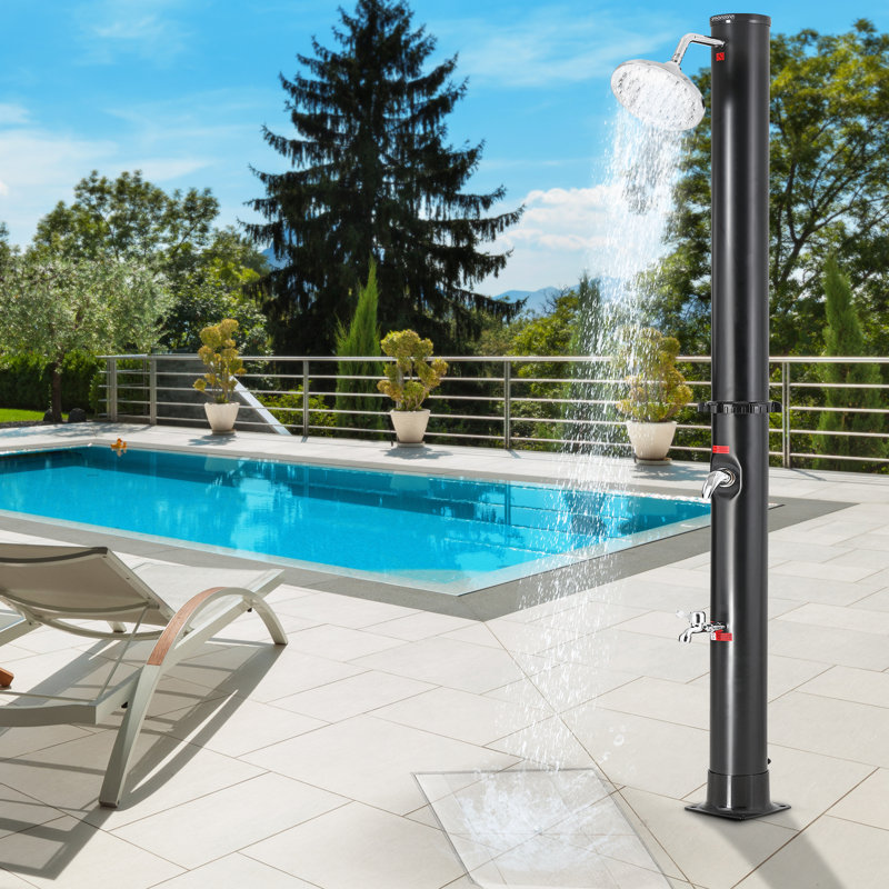 Pols Solar Powered Temperature Controlled Metal Free Standing Outdoor Shower and Footwash Spout