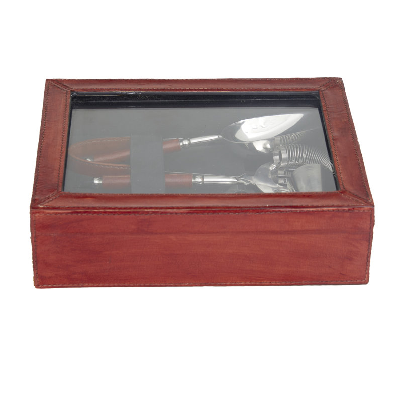 Esteban Bar Tool Set, Silver/Red