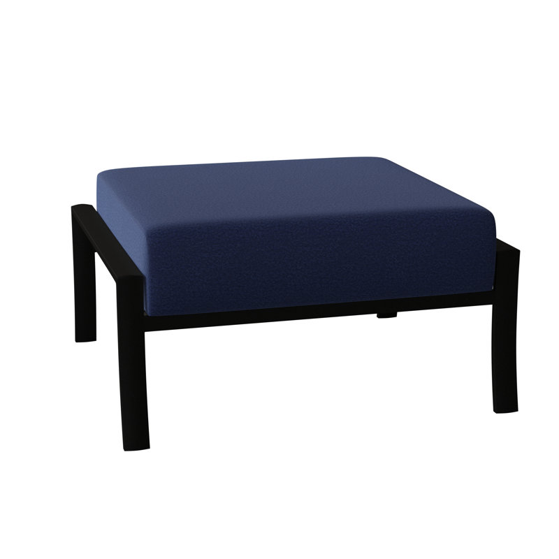Fremont Outdoor Ottoman, Sesame, Textured Black