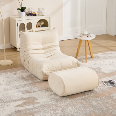 Fauteuils à billes pour adultes, fauteuil à billes avec repose-pieds, fauteuil en mousse à mémoire de forme, fauteuil de lecture confortable pour la chambre à coucher et le salon