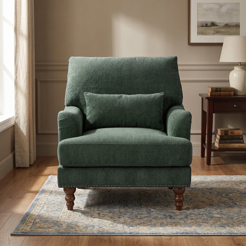 Fauteuil rembourré, Chenille verte