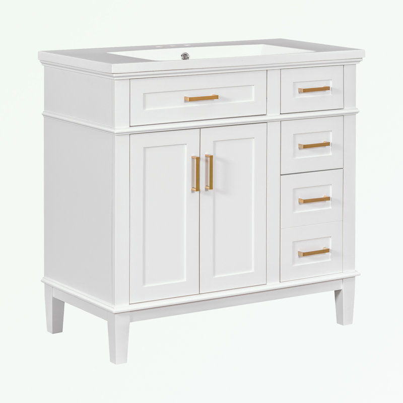 Flavie 36'' Bathroom Vanity with Top, White
