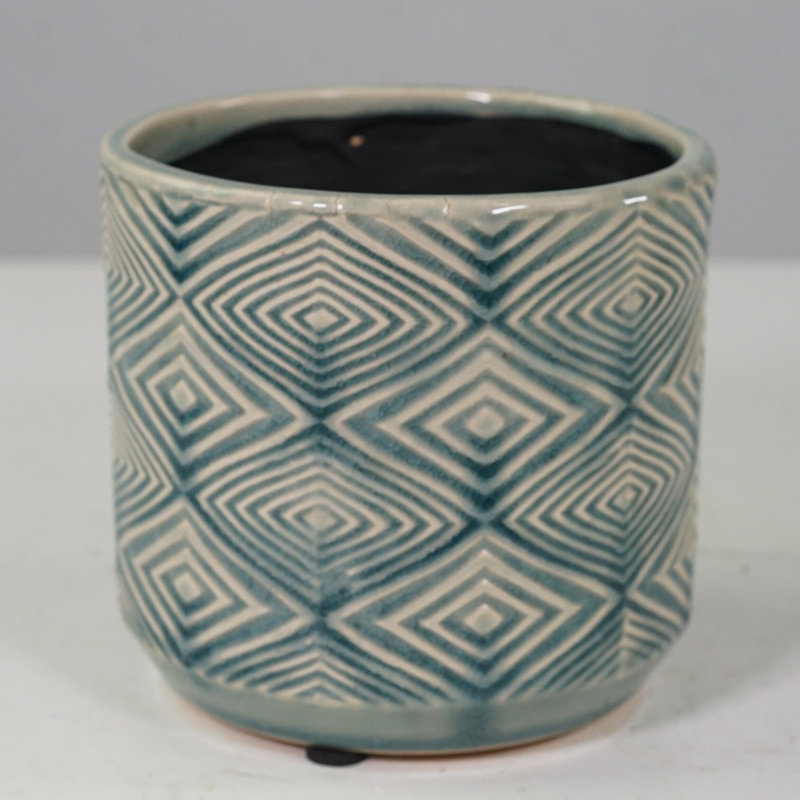 Jardinière à motif de losanges bleu clair