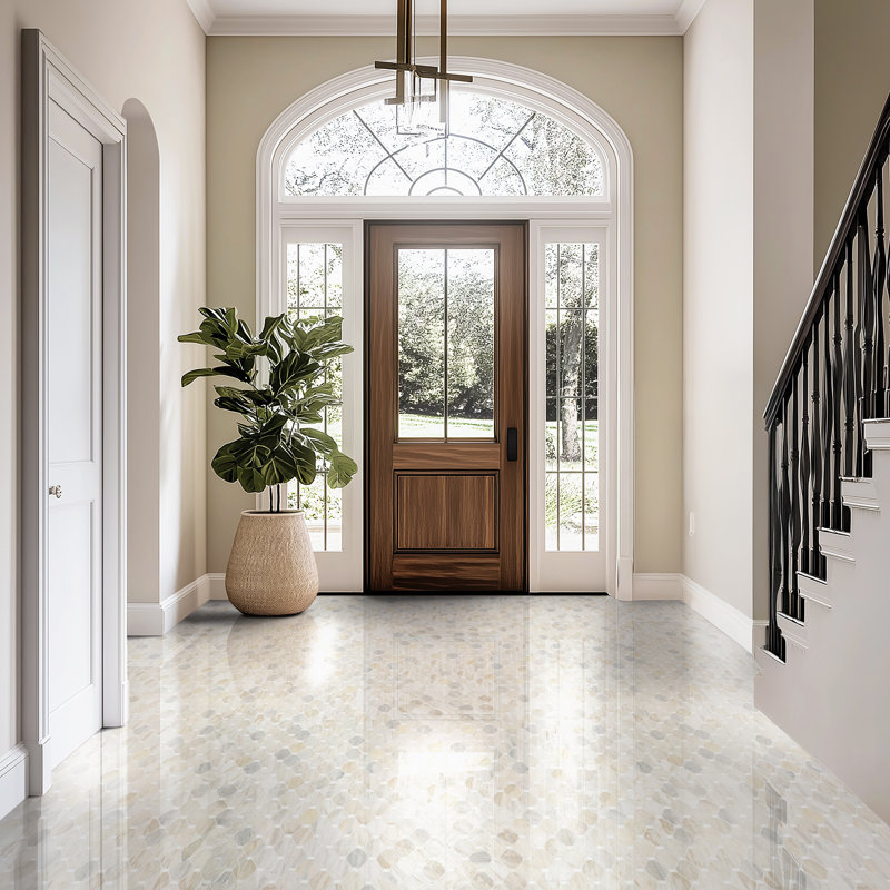 Auralie Octagon 12 in. x 13 in. Polished Marble Mosaic Floor and Wall Tile