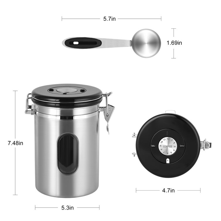 Coffee Canister Airtight Steel Storage Container One Way Valve Coffee Container Latitude Run