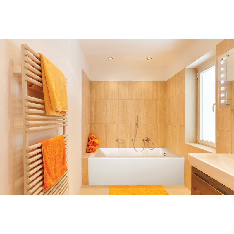 Sydney 60'' L Whirlpool Bathtub, White, Right, Satin Chrome