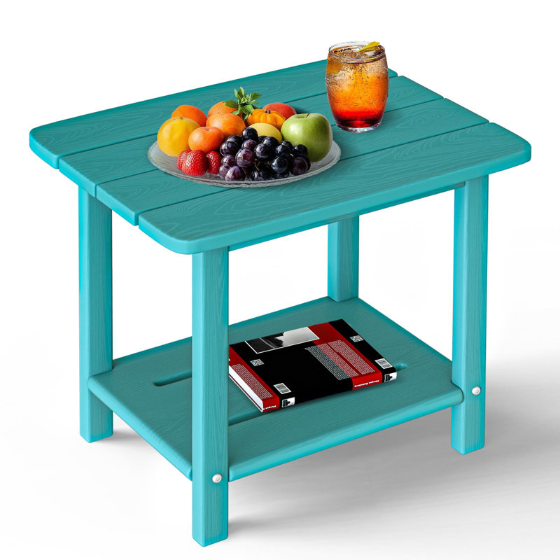 Adirondack Square Side Table - 18.4" HDPE Outdoor End Table - Weatherproof, Rustproof & Low Maintenance For Patio, Deck, Pool, Or Indoor Use