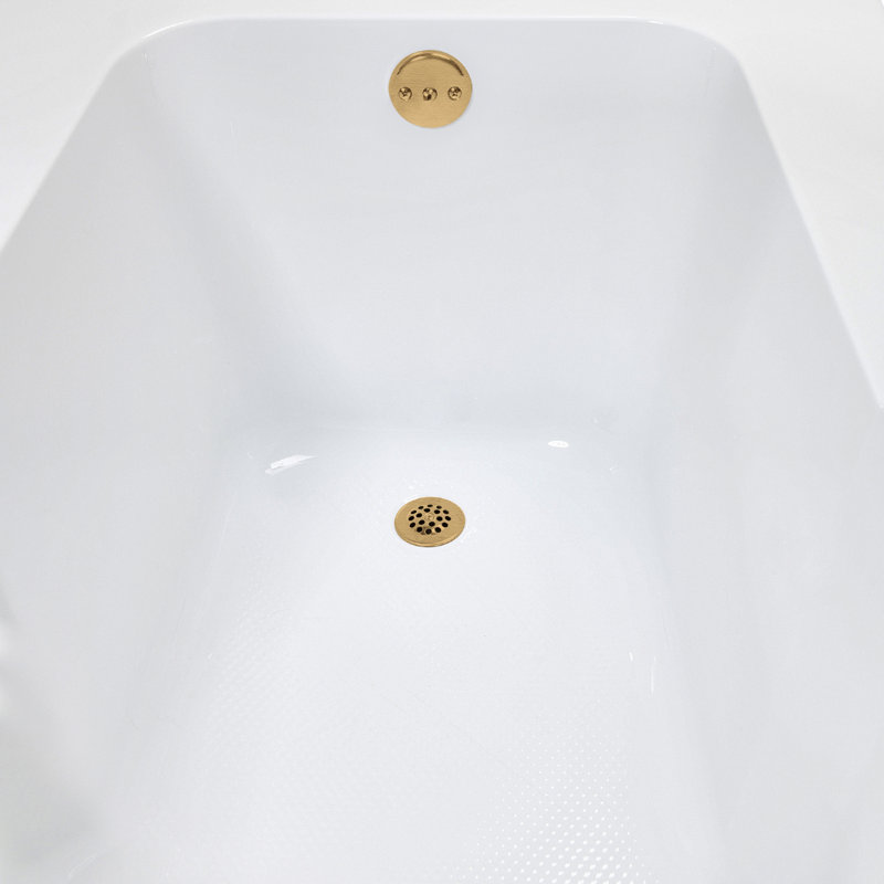66'' x 34'' Acrylic Soaking Drop-In Bathtub, Drain Included, Brushed Gold