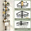 Black 4-Tier Telescopic Corner Shower Rack with Hooks