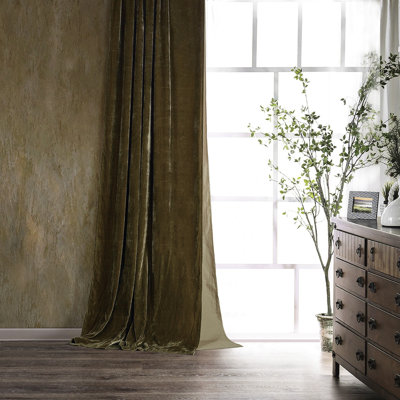 Stella Solid Color Faux Silk Velvet Romantic Western 48x108 inch Single Curtain Panel