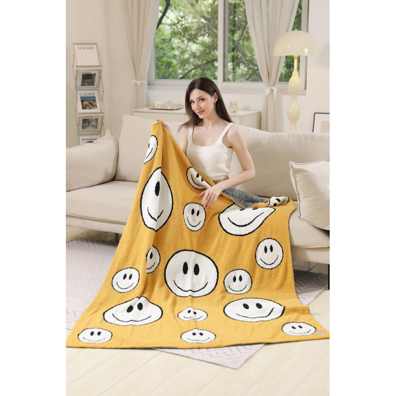 Jeté doux Happy Face , Jaune