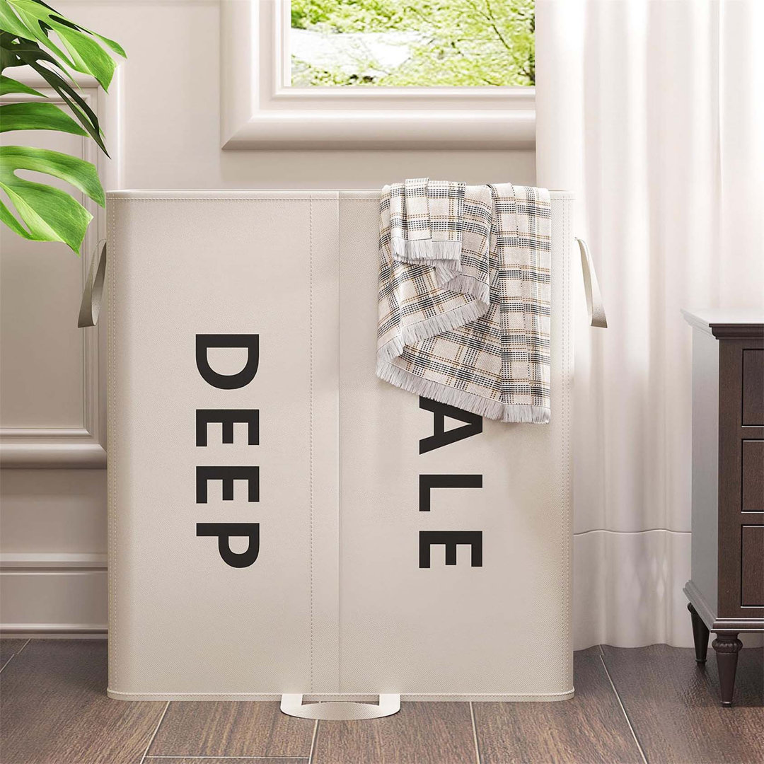 2 Section Double Laundry Hamper With Lid And Removable Laundry Bags