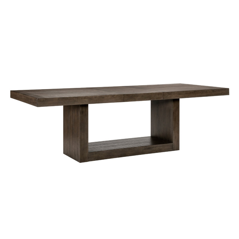 Olia Dining Table, 76-96 Inch Extendable Top With Square Base, Brown