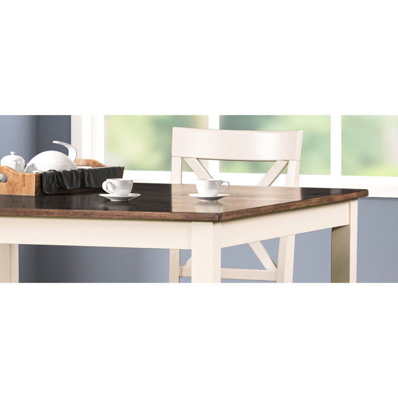 Table bistro et tabourets traditionnels deux pièces noyer et amande, deux meubles hauteur 4 tabourets, design,