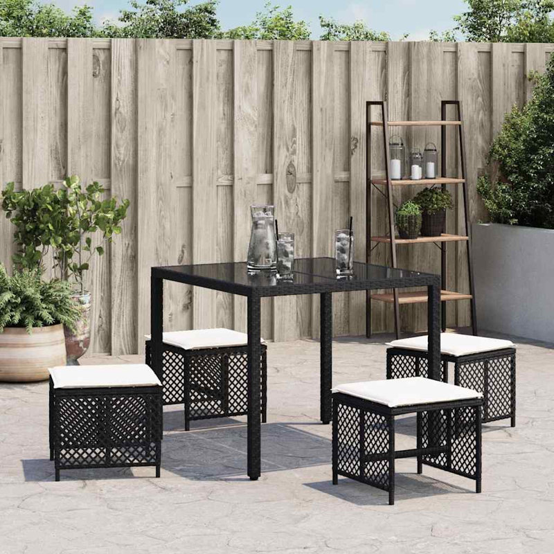 Outdoor Ottoman, Cream White, Black
